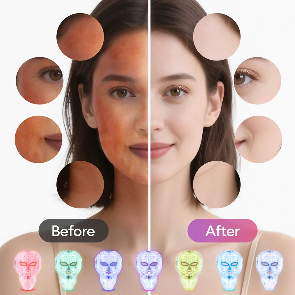 7-Color Wireless LED Photon Facial and Neck Mask - 5