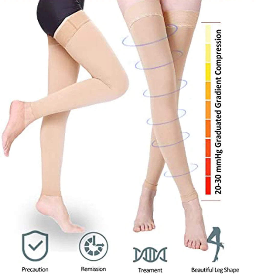 Thigh-High Footless Compression Sleeves for Leg Pain Relief - 15