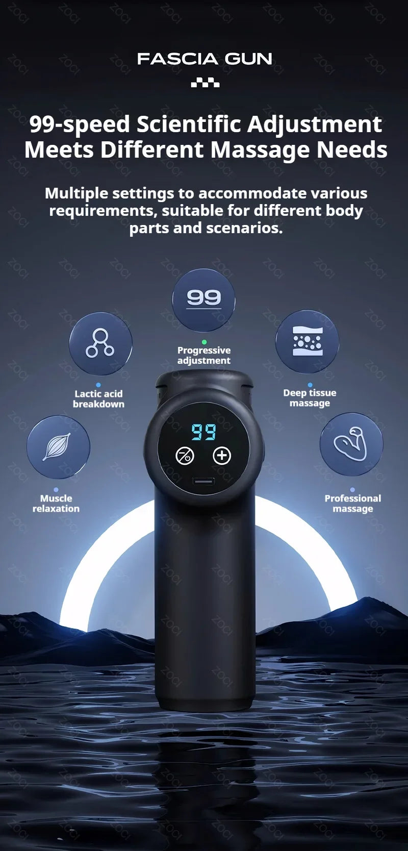Portable 99-Level Deep Tissue Percussion Muscle Massage Gun - 11