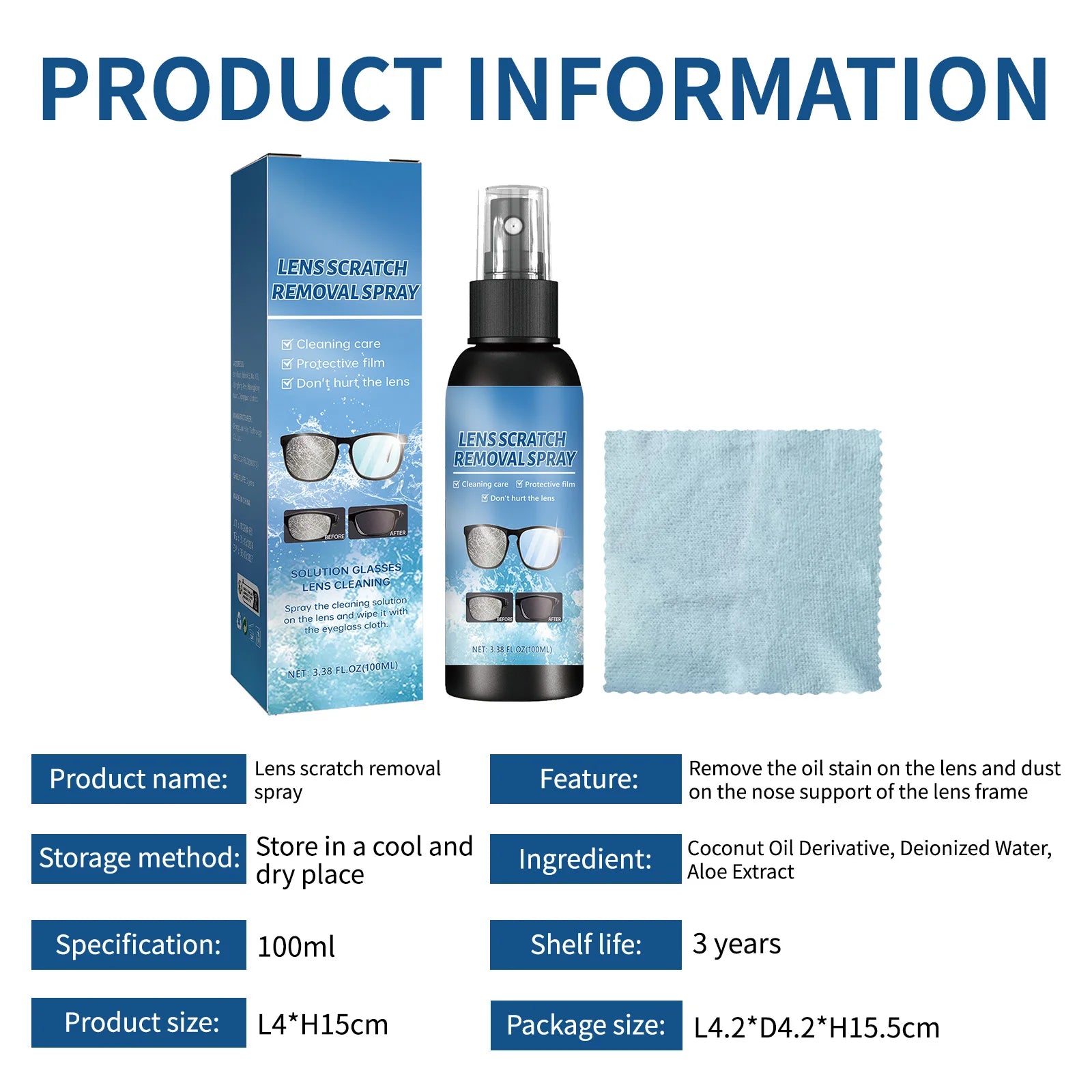 Anti-Scratch Lens Cleaning Spray for Glasses and Optics - 10