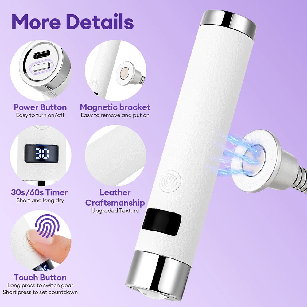 Portable 2-in-1 UV LED Nail Dryer with Magnetic Stand - 6
