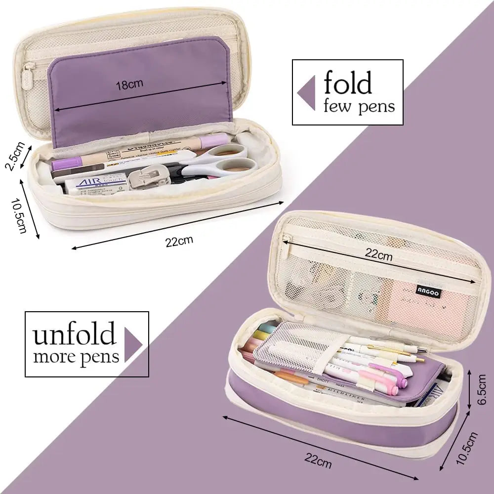 Large Capacity Double Layer Kawaii Pencil Case for Students - 2