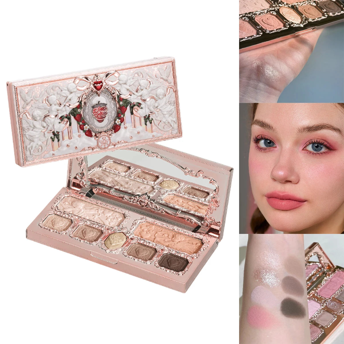 7-Color Strawberry Cupid Eyeshadow and Highlighter Palette - 1