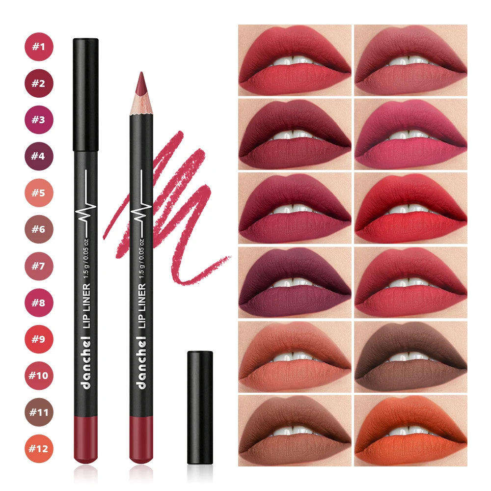 12-Piece Waterproof Long-Lasting Lip Liner Pencil Set - 2