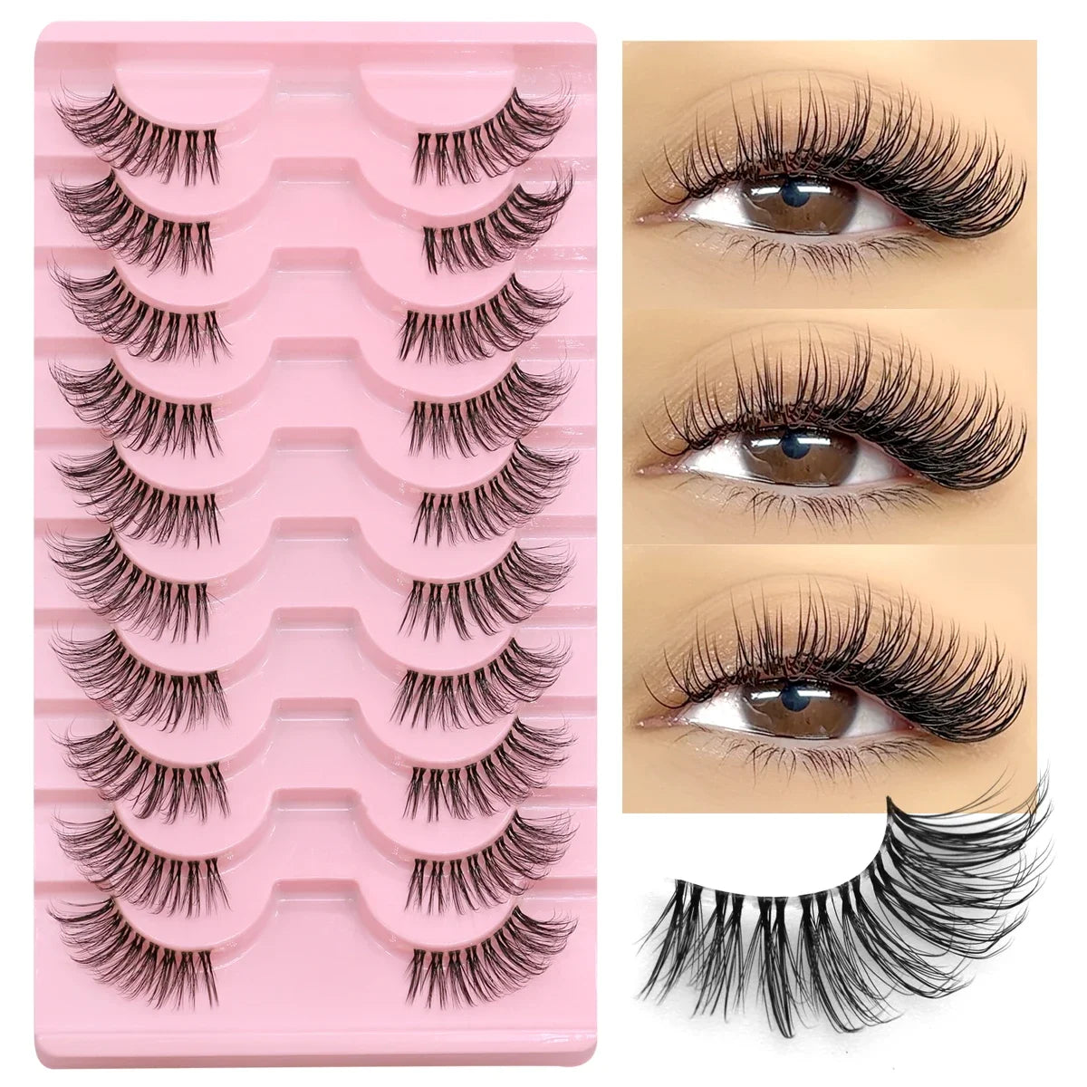 Natural Cat Eye Half Lashes with Invisible Band - 19