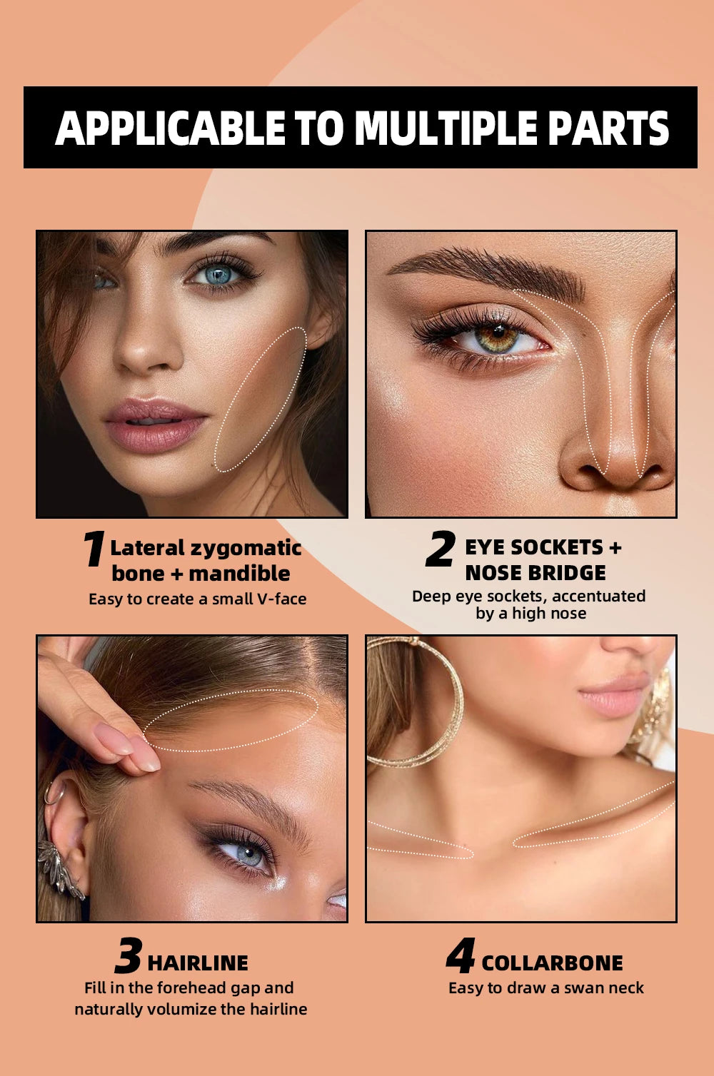 3-in-1 Face Contouring & Highlighting Powder Palette - 10