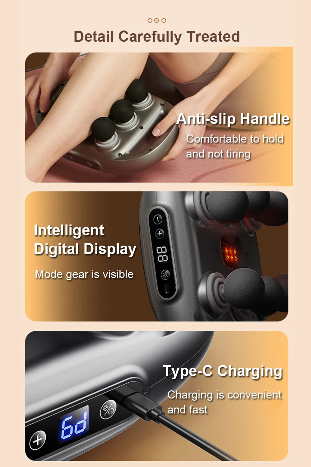 6-Head Deep Tissue Muscle Massage Gun - 12