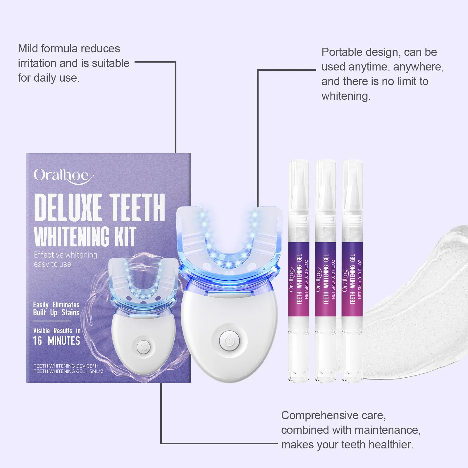 Professional Teeth Whitening Kit with Blue Light LED - 15