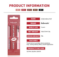 3-Piece Waterproof Matte Lip Makeup Set for Travel