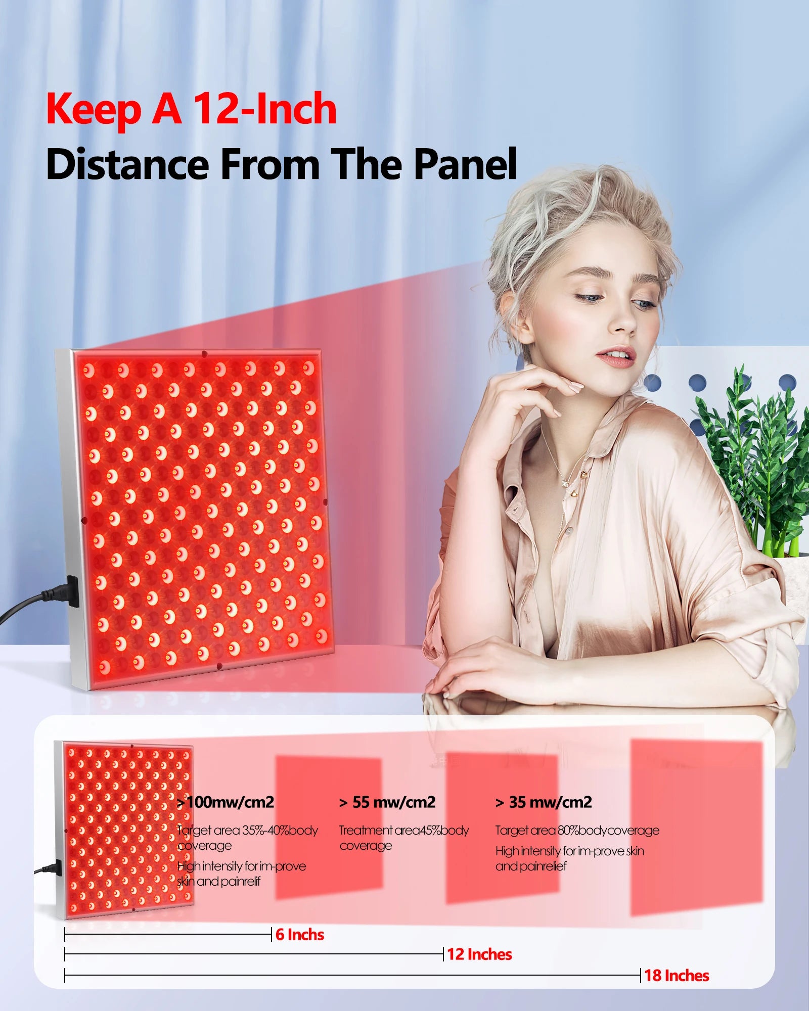 LED Red Light Therapy Panel for Skin Rejuvenation and Pain Relief - 9