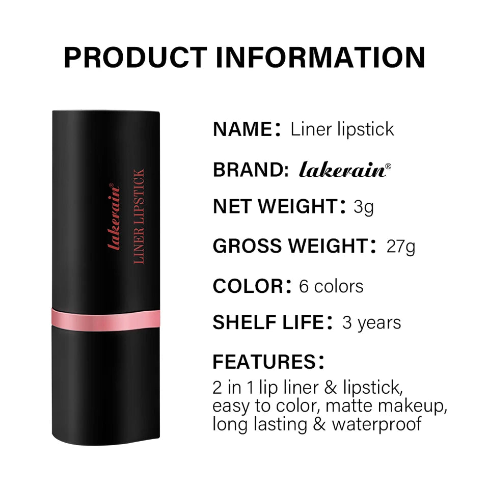 2-in-1 Waterproof Matte Lip Liner and Lipstick Crayon - 24