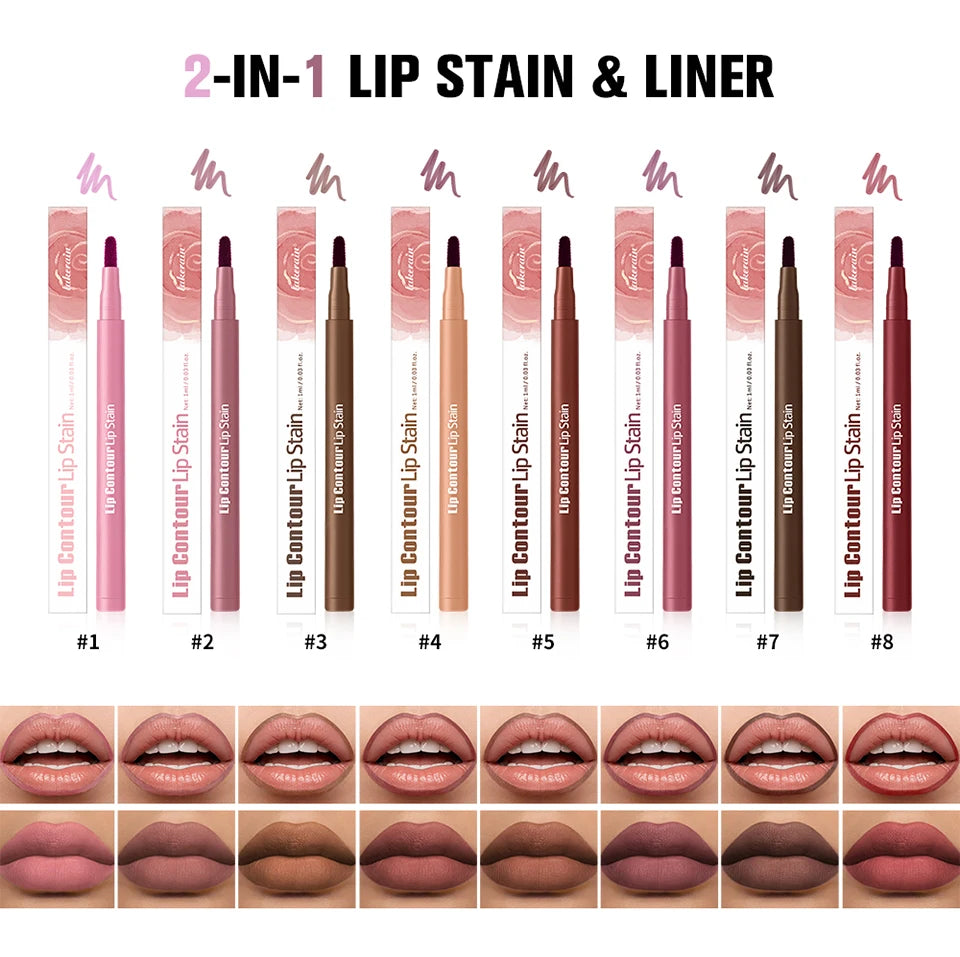 Dual-Sided Long-Lasting Lip Contour Stain Pen - 8