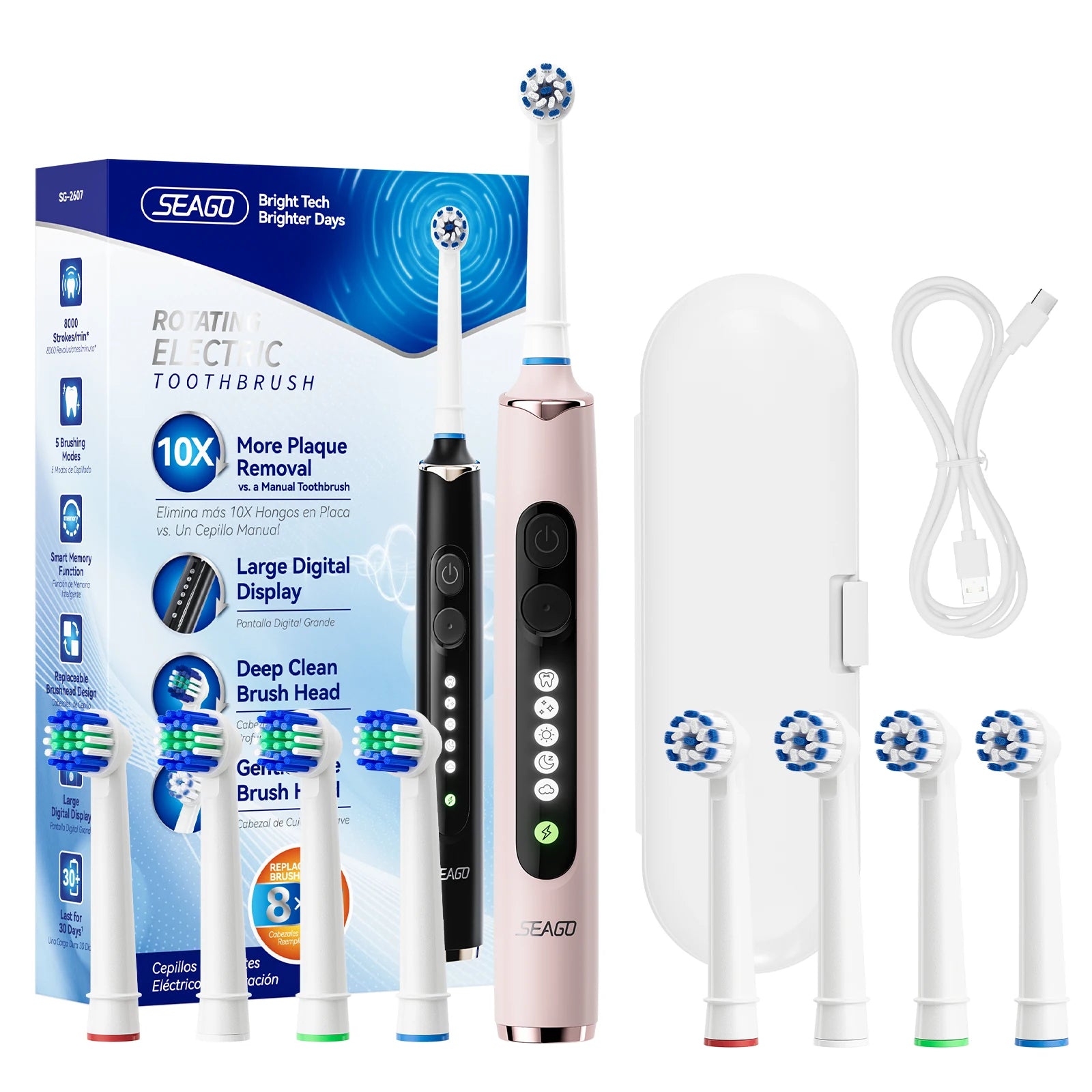 Professional Rotating Electric Toothbrush with Travel Case - 16