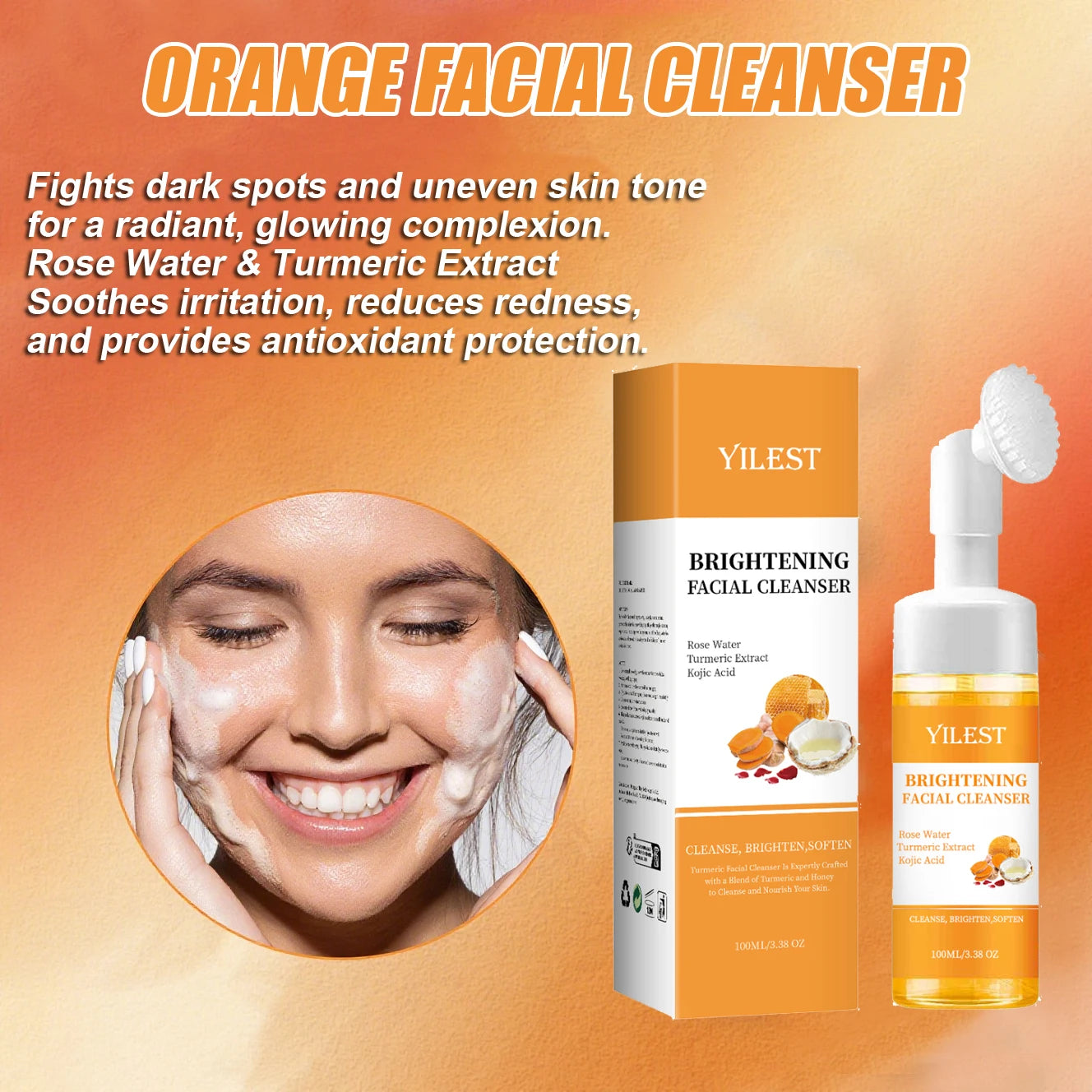 Brightening Turmeric Facial Cleanser with Exfoliating Brush - 1