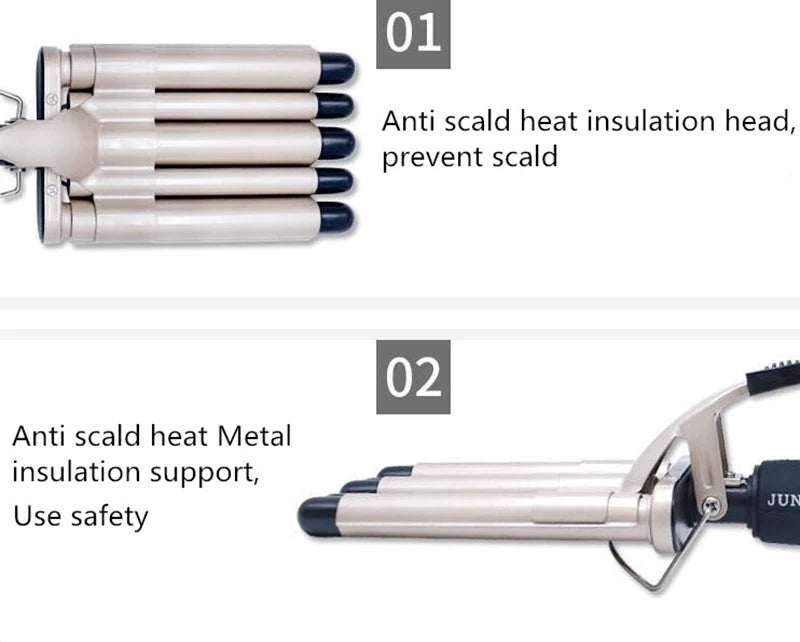 Triple Barrel Ceramic Hair Waver for Beachy Waves - 8