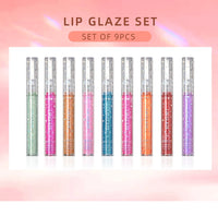 9-Piece Glitter Lip Gloss Set for Shimmering Lips