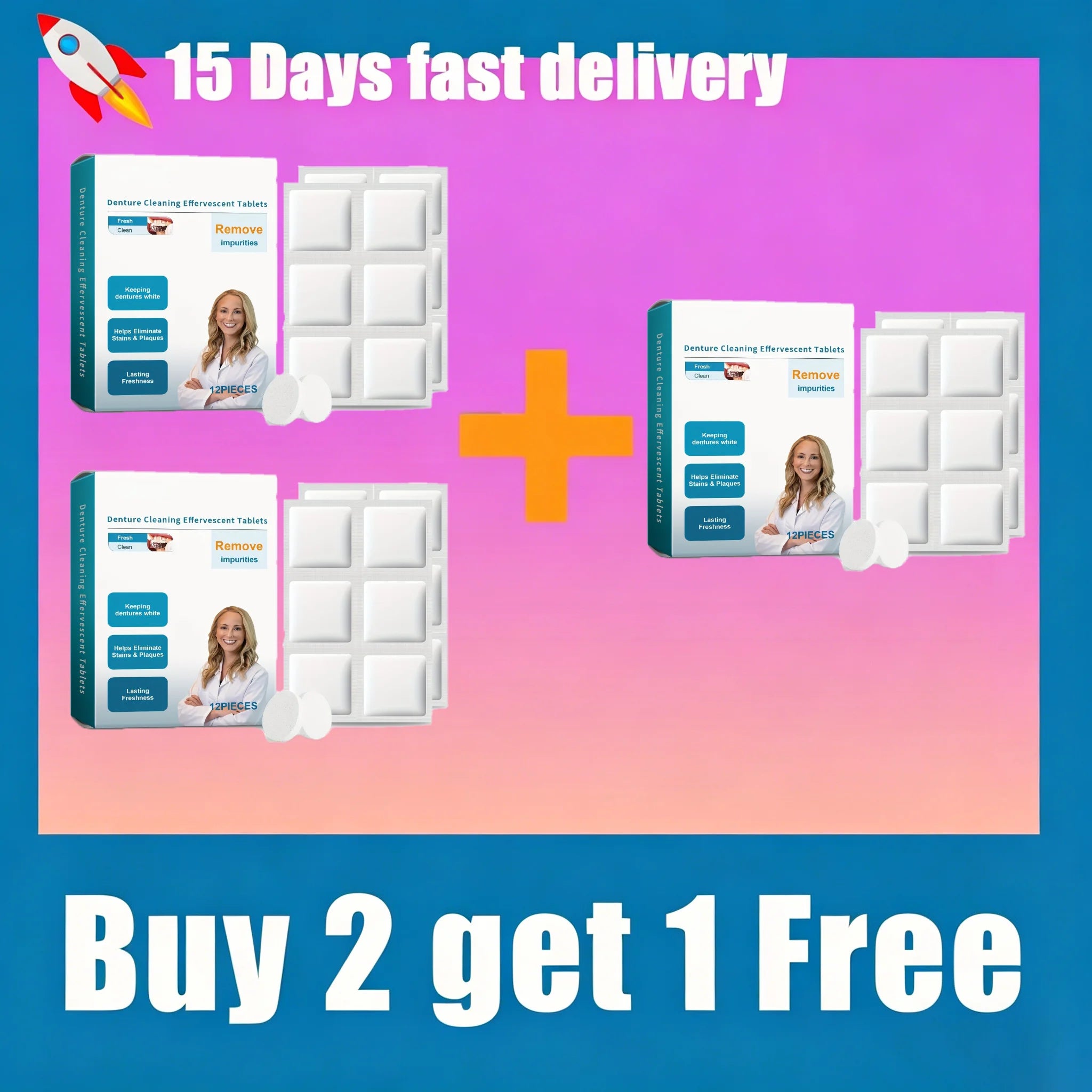 Effervescent Denture and Retainer Cleaning Tablets Kit - 10