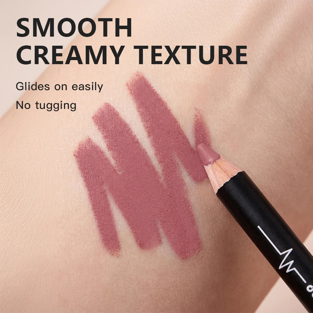 12-Piece Waterproof Long-Lasting Lip Liner Pencil Set - 12