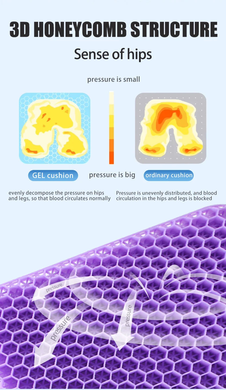 Breathable Honeycomb Gel Seat Cushion for Pain Relief - 12