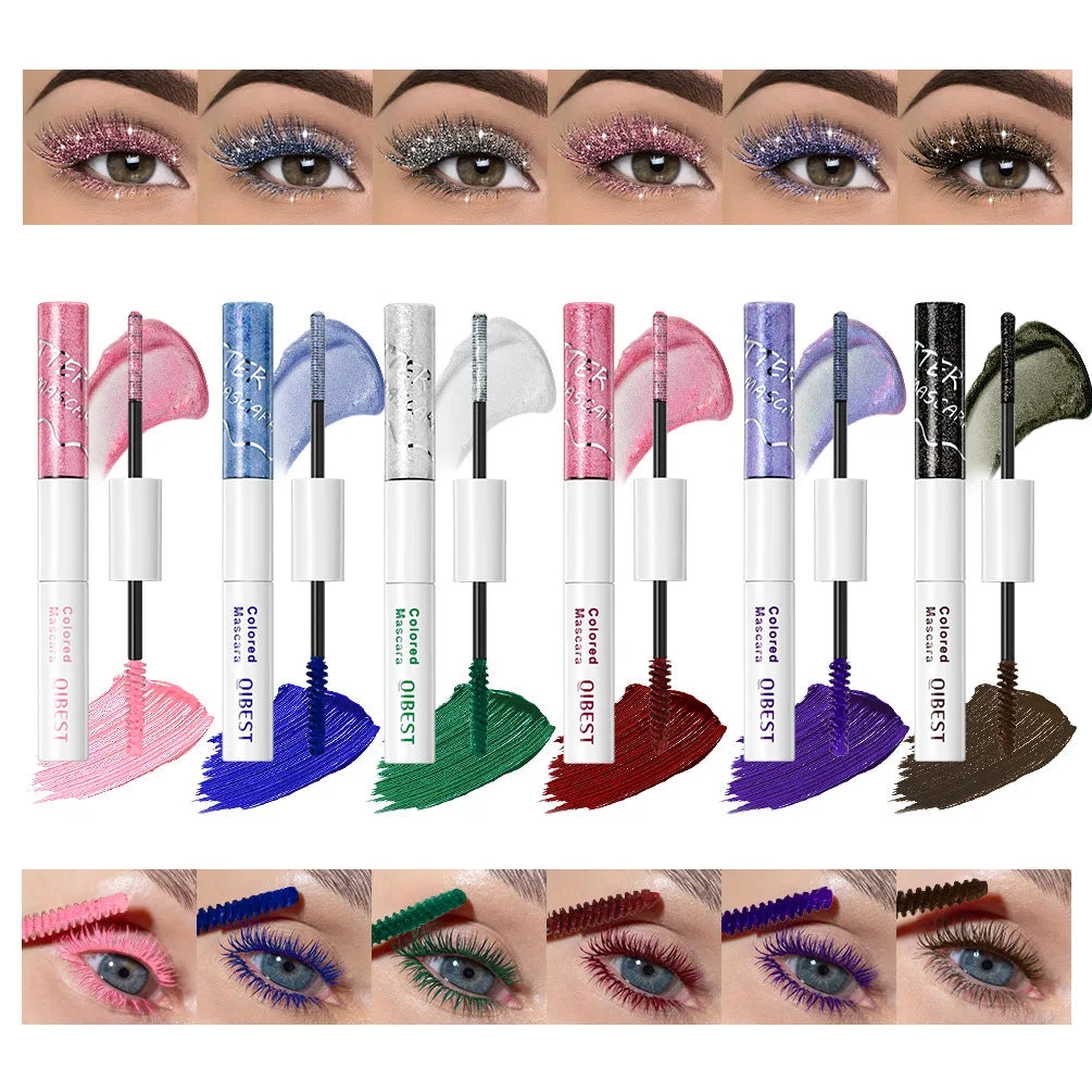 2-in-1 Glitter and Colored Waterproof Mascara - 1