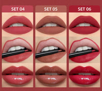 3-Piece Waterproof Matte Lipstick and Lip Liner Set