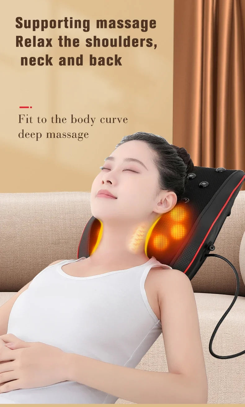 Electric Heated Shiatsu Neck and Back Massage Pillow - 7