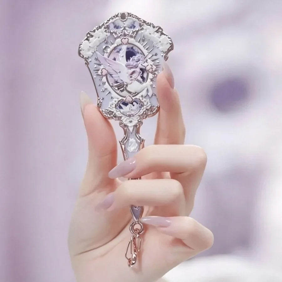 Decorative Mini Handheld Makeup Mirror Keychain - 7