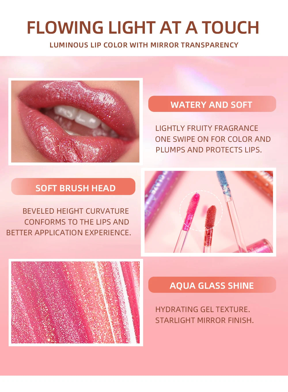 9-Piece Glitter Lip Gloss Set for Shimmering Lips - 10