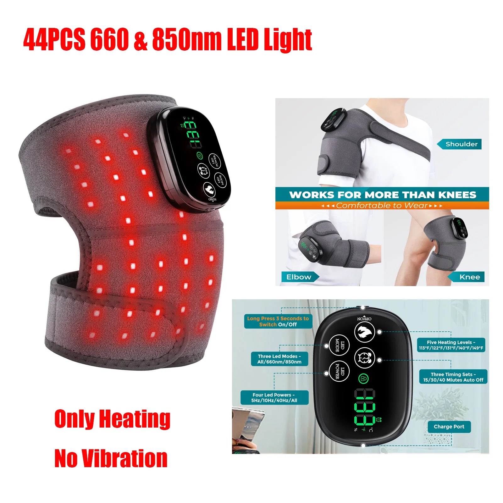 3-in-1 LED Infrared Light Therapy Joint Heating Wrap - 17