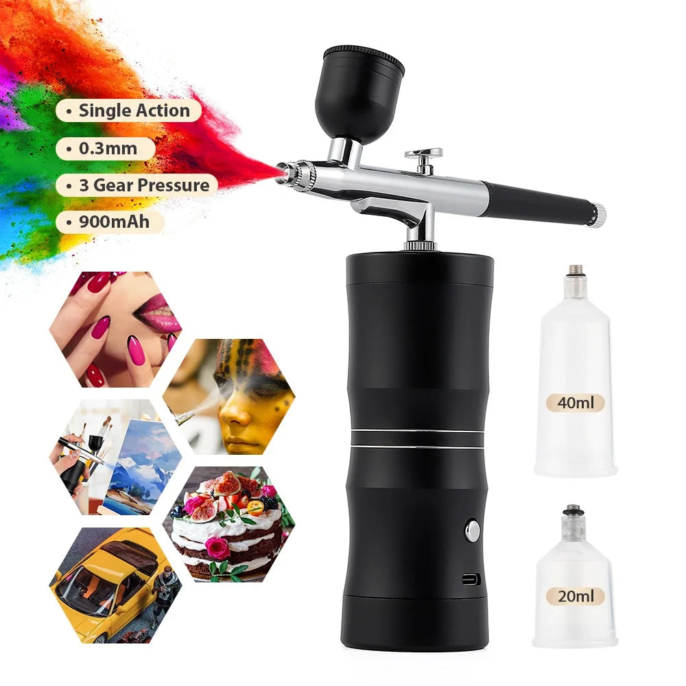 Portable Mini Airbrush Kit for Nail Art and Makeup - 21
