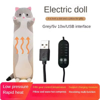 Heated Cat Plush Pillow for Pain Relief