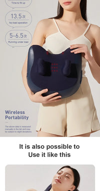 Portable Wireless Neck and Shoulder Shiatsu Massage Pillow