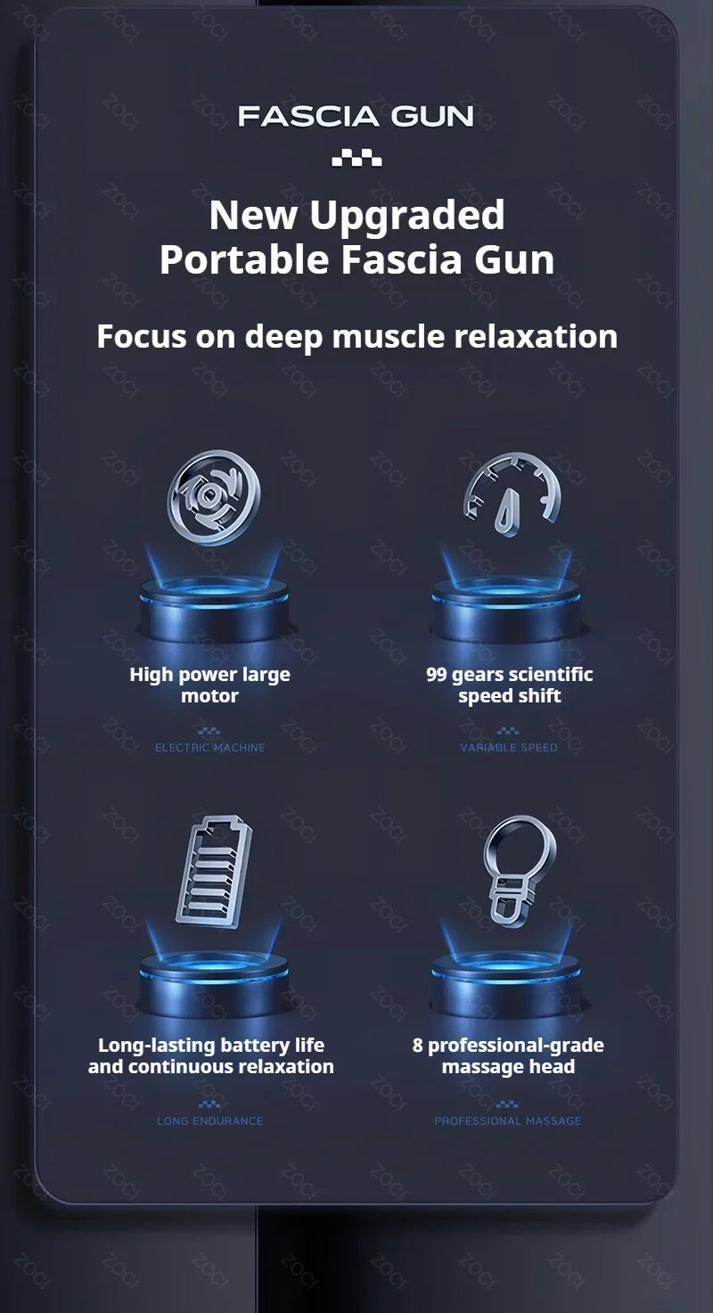 Portable 99-Level Deep Tissue Percussion Muscle Massage Gun - 8