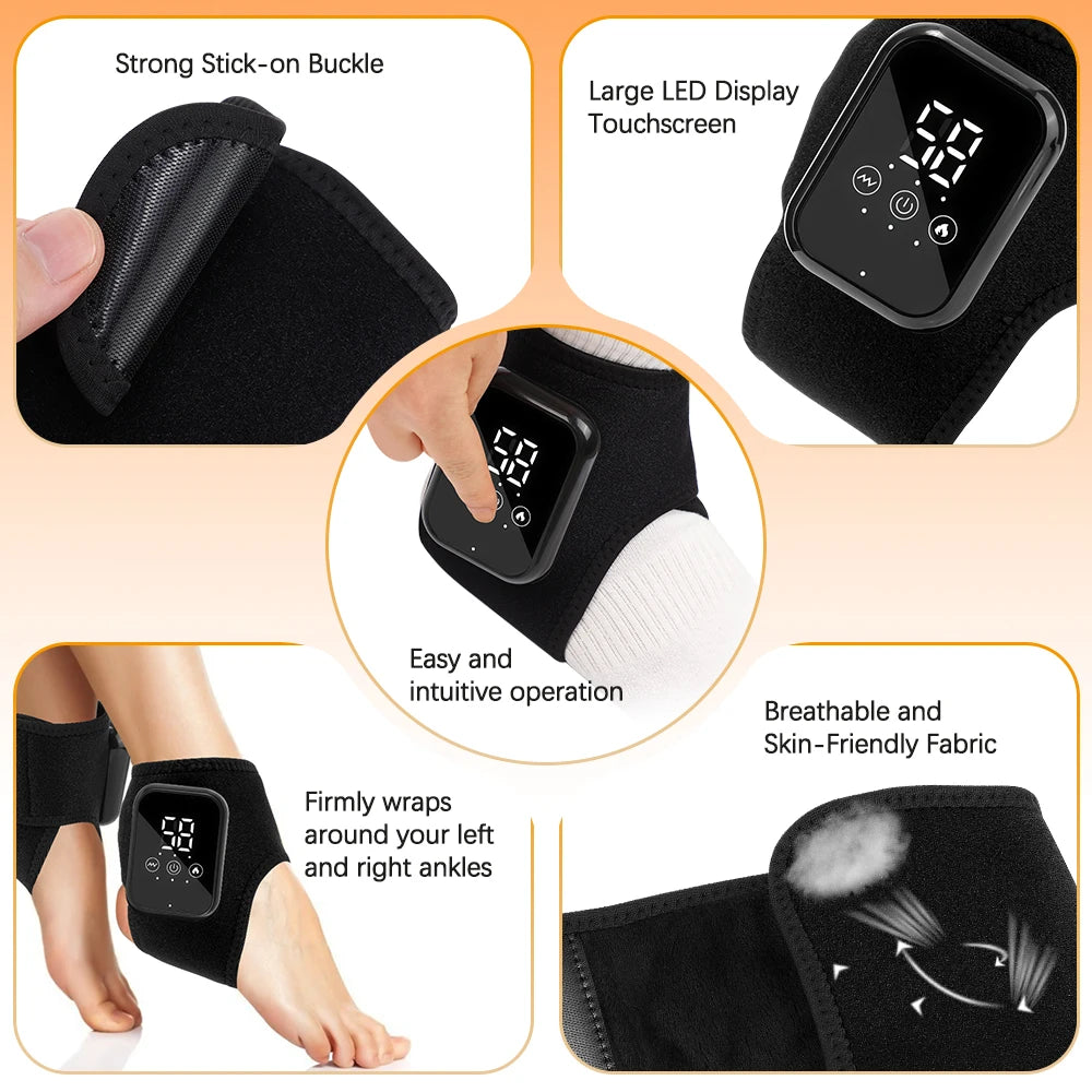 Heated Vibration Ankle Massager Brace for Pain Relief - 5