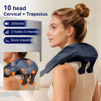 10-Head Cordless Deep Tissue Neck and Trapezius Massager