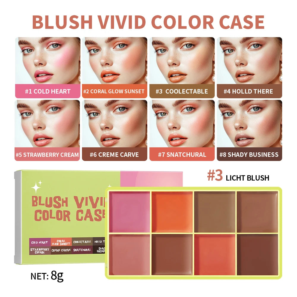 8-Color Cream Blush and Contour Palette - 47