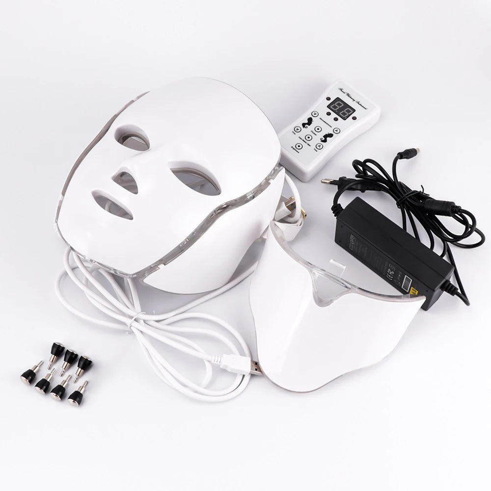 7-Color LED Facial and Neck Light Therapy Mask - 33