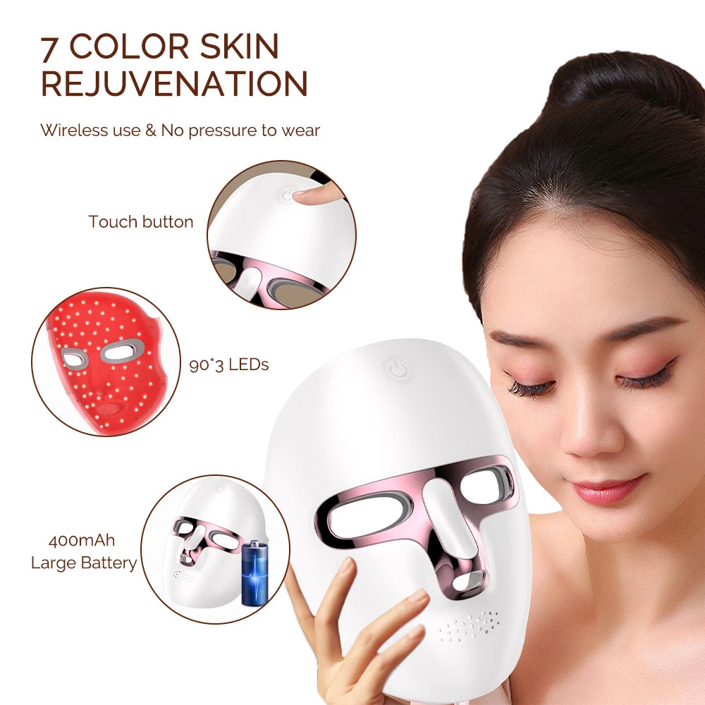 7-Color Photon LED Face and Neck Rejuvenation Mask - 25