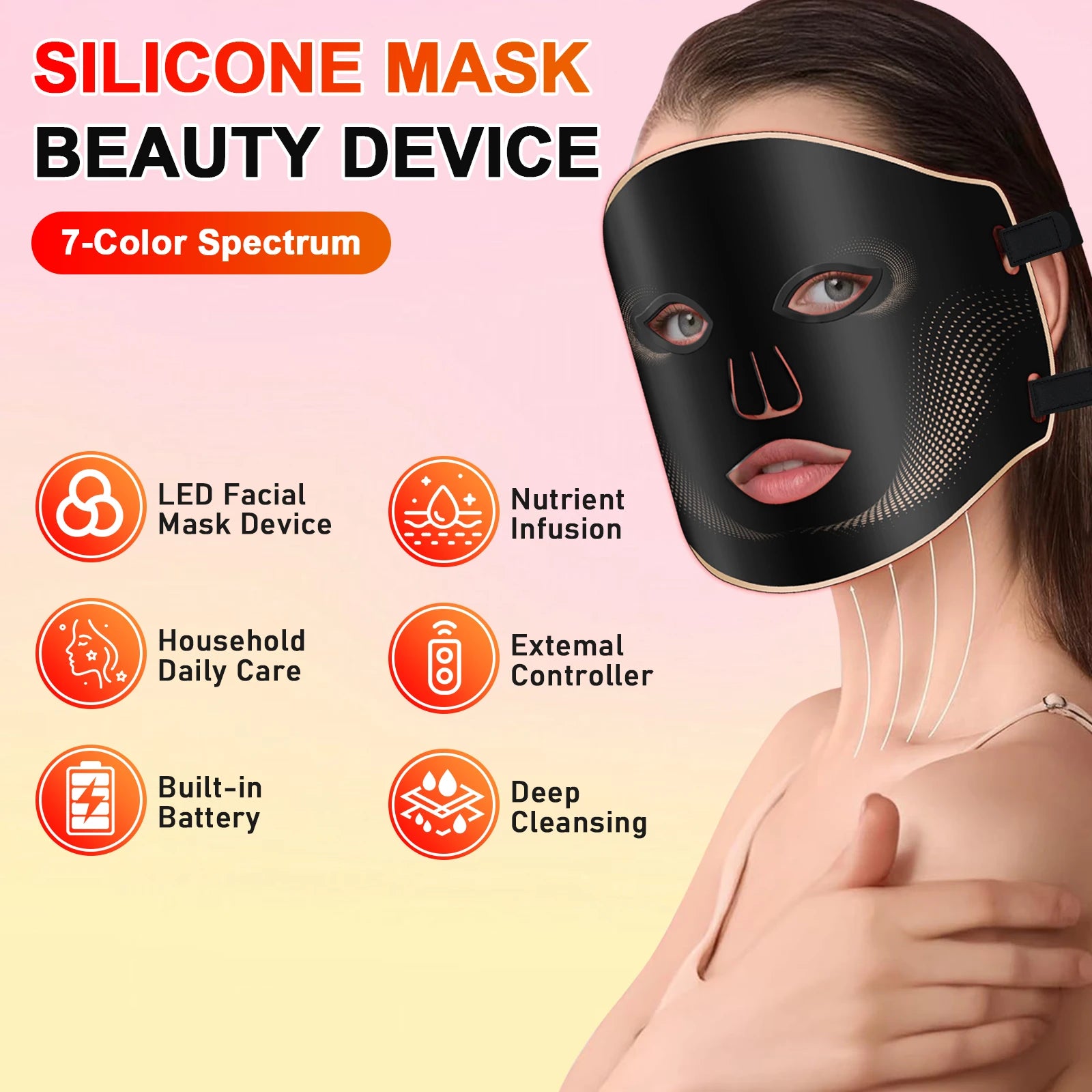 7-Color LED Light Therapy Facial Mask for Skin Rejuvenation - 2