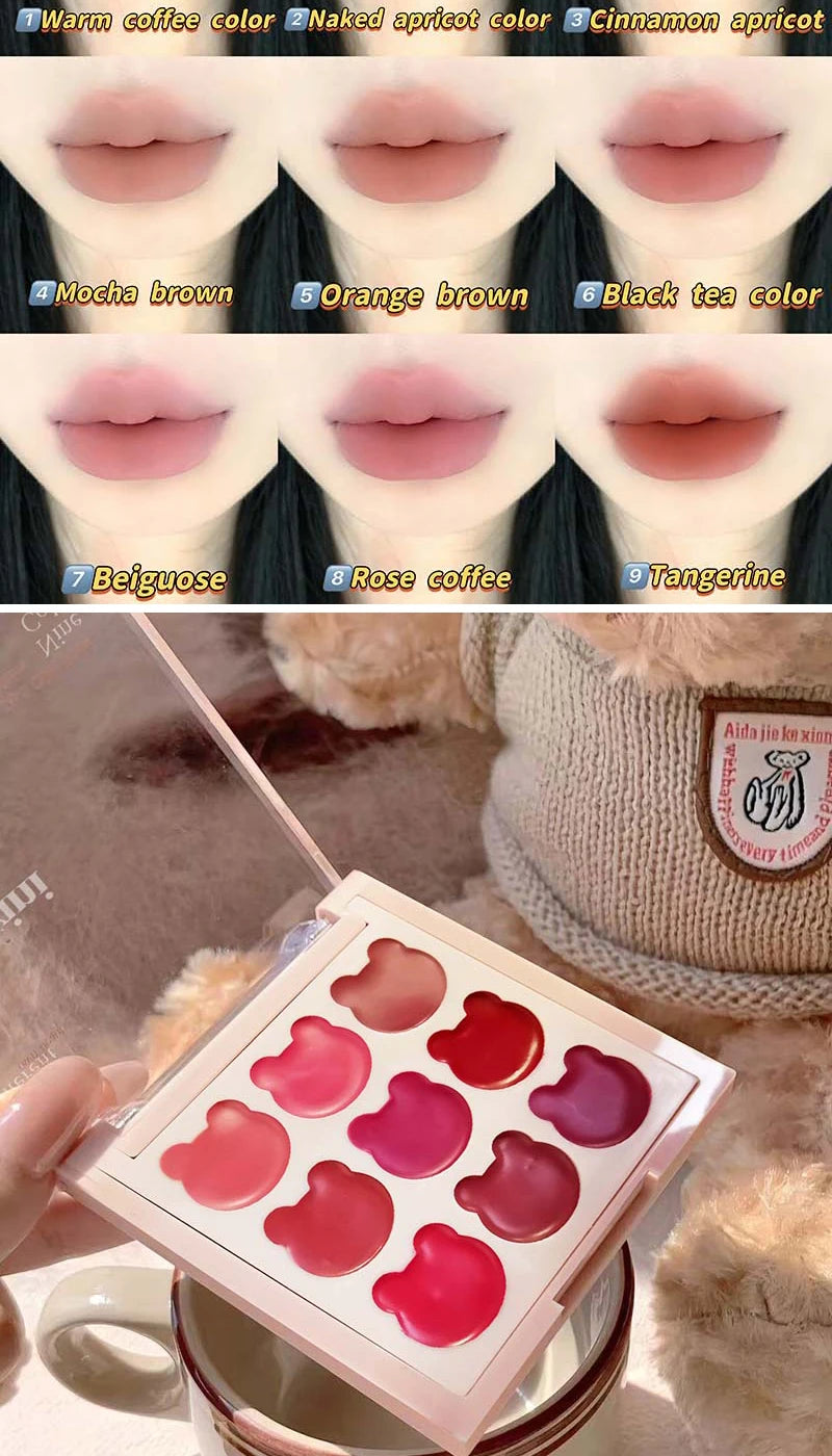 9-Color Velvet Lip Mousse Palette - Matte & Long-Lasting - 11
