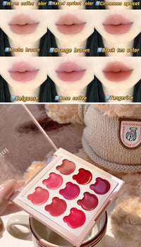 9-Color Velvet Lip Mousse Palette - Matte & Long-Lasting