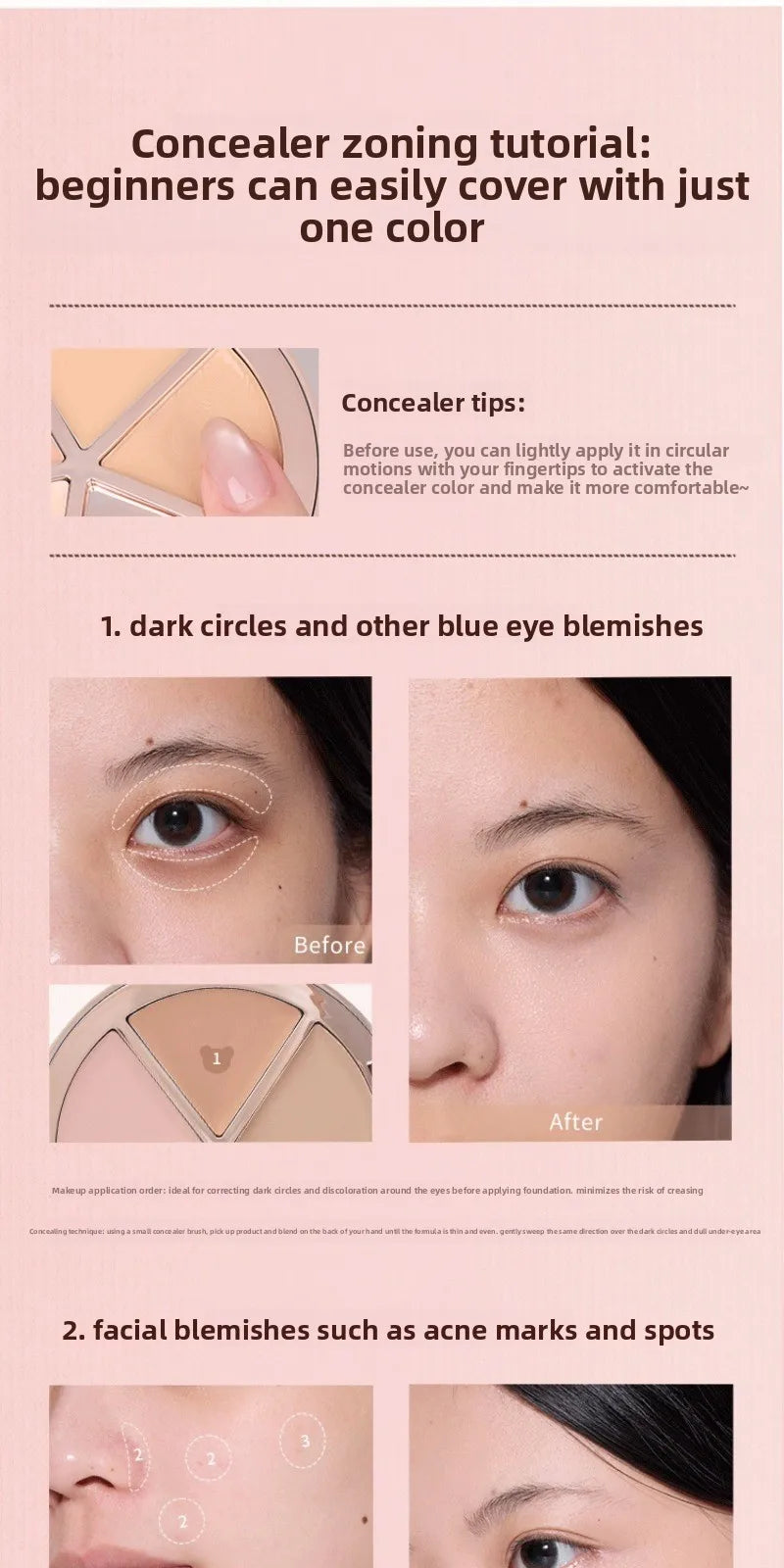 4-Color Cream Concealer Palette for Dark Circles and Contouring - 15