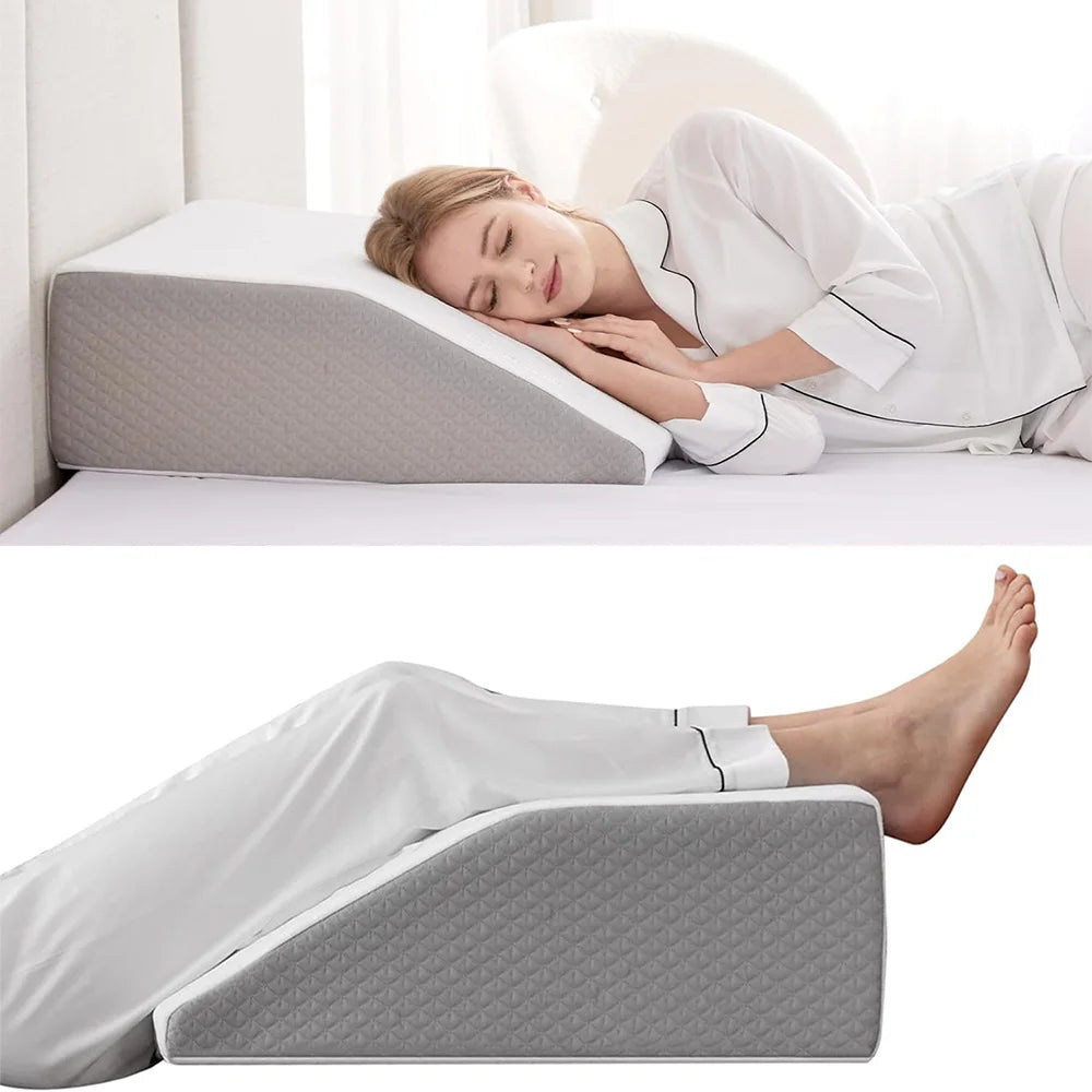 Memory Foam Leg Elevation Wedge Pillow for Sleep and Recovery - 2