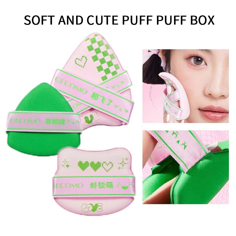 Adorable Curved-Head Makeup Sponge Puff Set