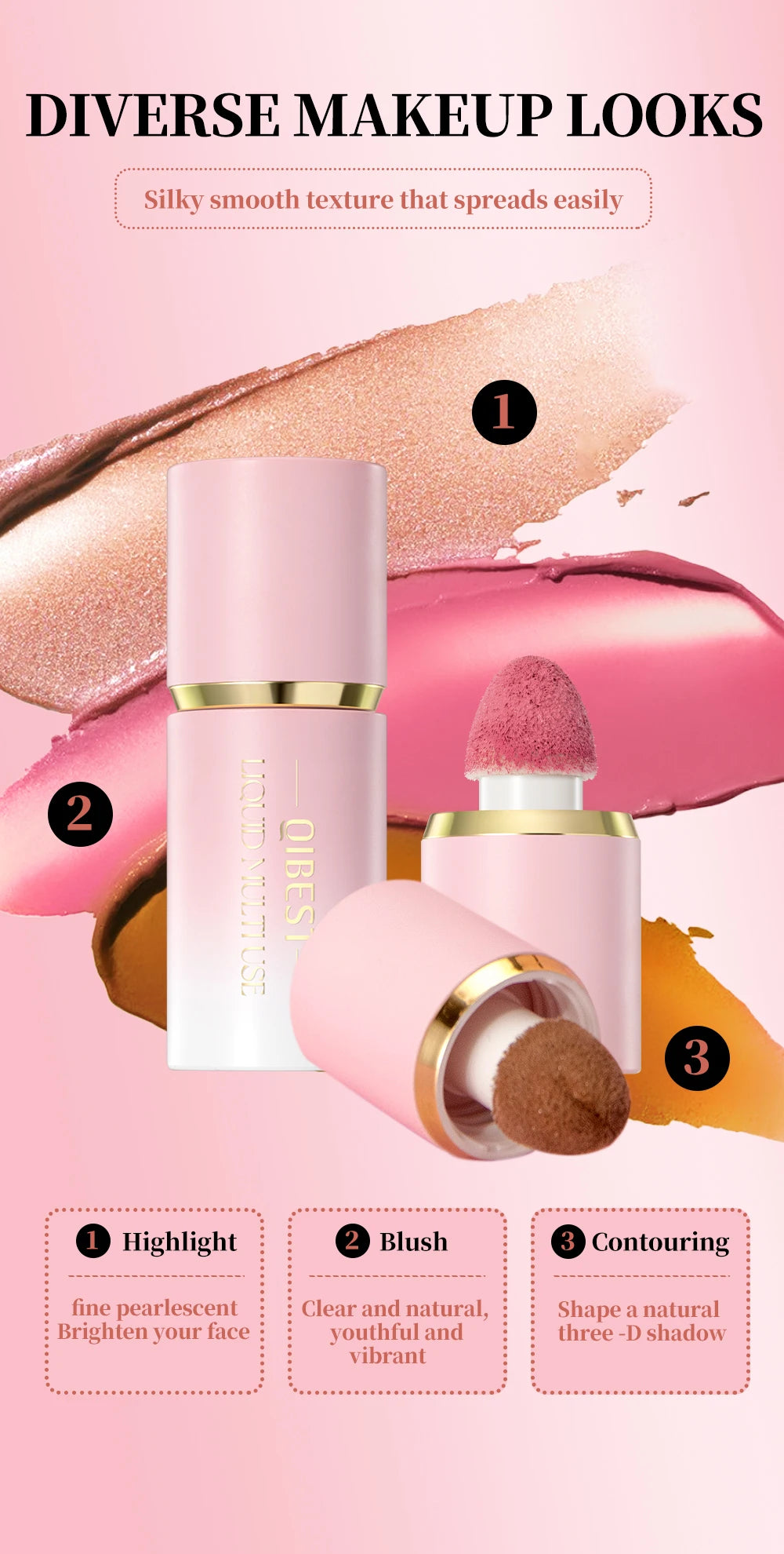 Liquid Blush, Highlighter and Contour Makeup Stick - 10