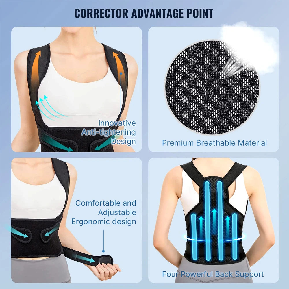 Adjustable Back Brace and Posture Corrector for Pain Relief - 17