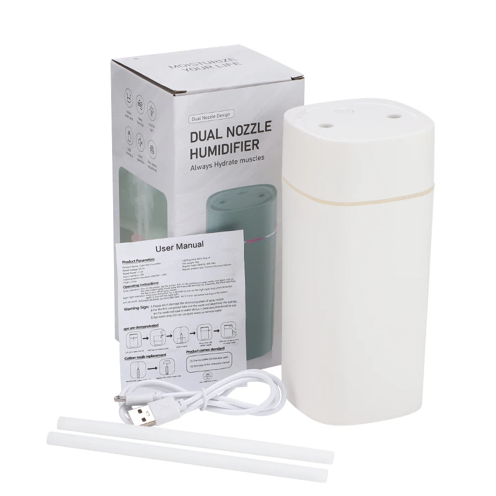 600ml Dual-Mist Portable Air Humidifier for Home and Car - 11