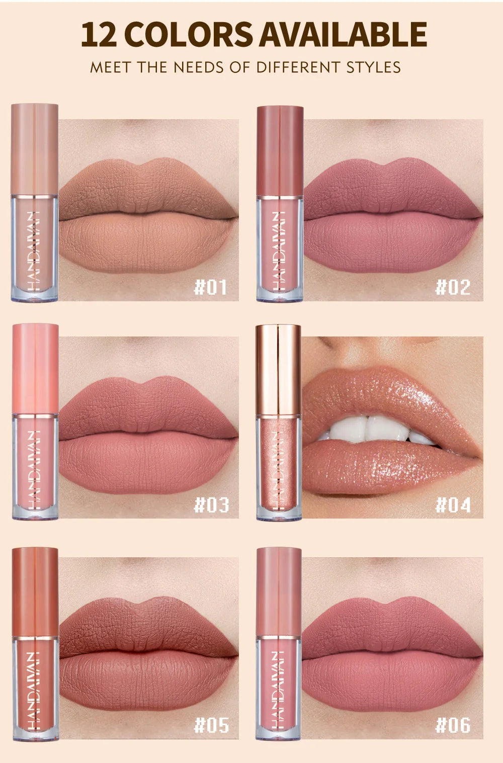12-Color Waterproof Matte Liquid Lipstick Set - 9