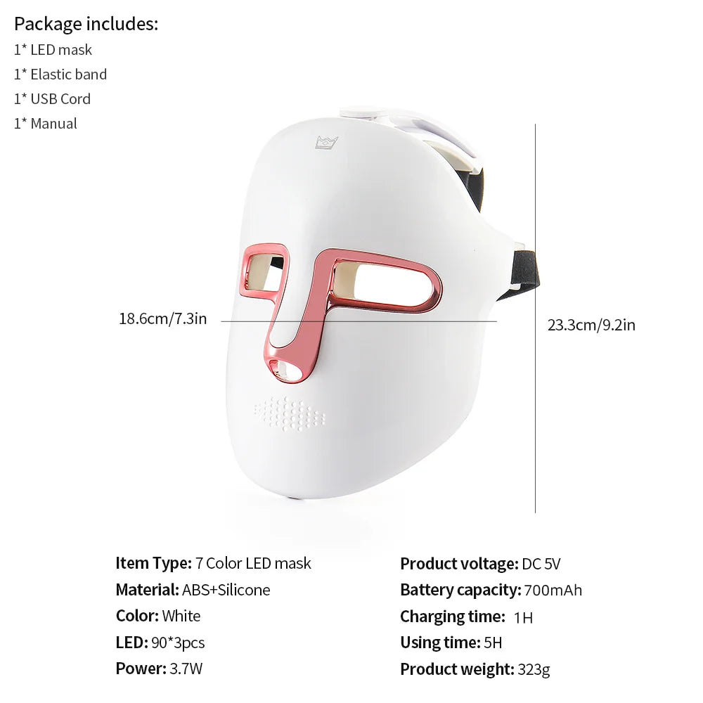 7-Color Photon LED Face and Neck Rejuvenation Mask - 44