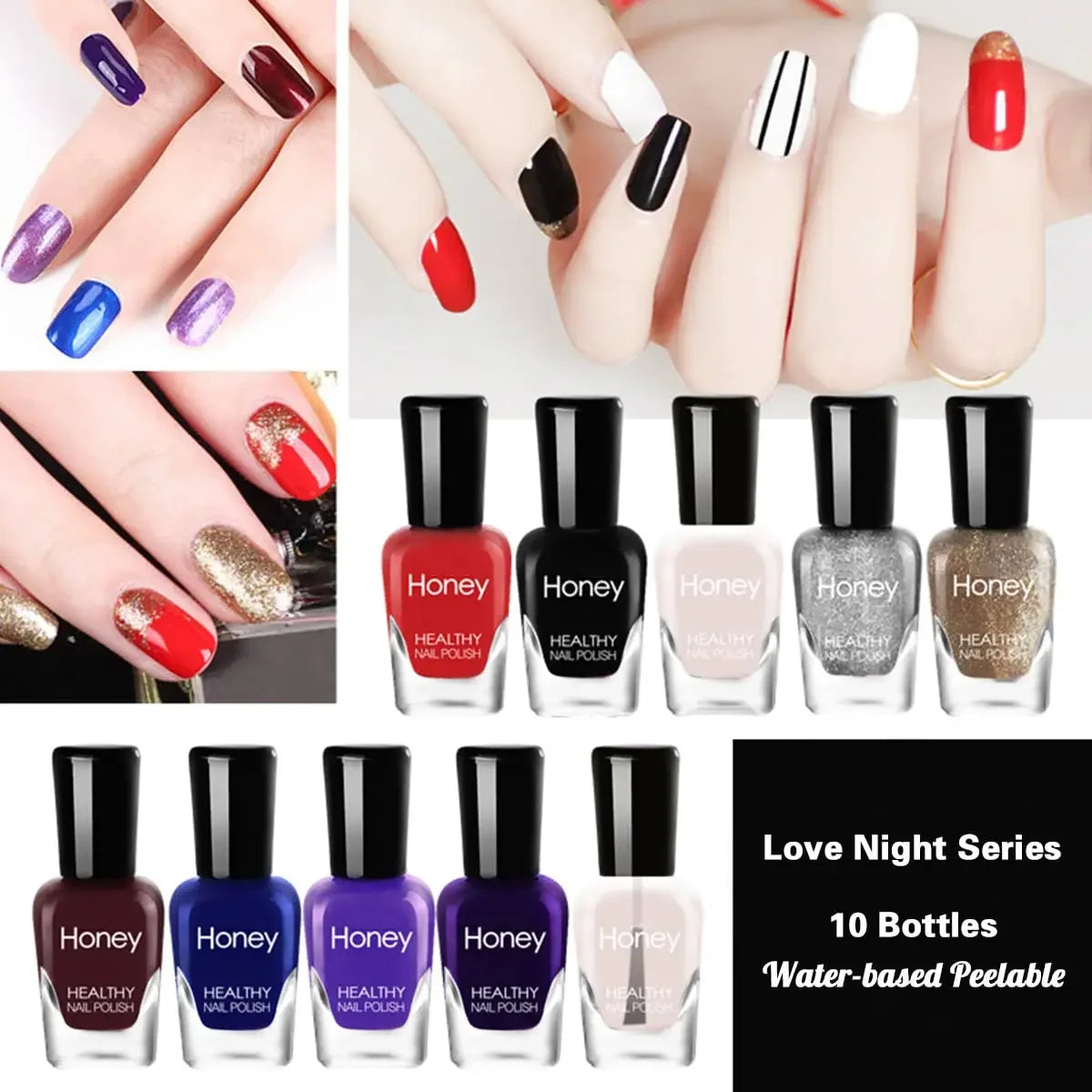 10-Piece Quick-Dry Peelable Nail Polish Set - 22